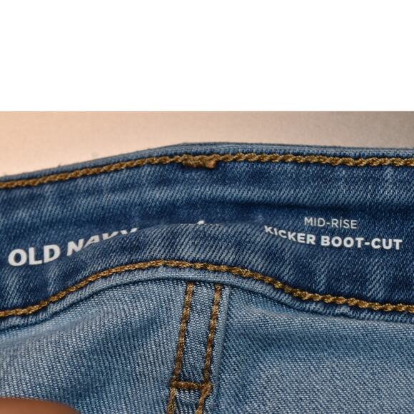 Old Navy Mid-Rise Kicker Boot Cut Women's 4 Petite Denim Jeans Distressed Light - Picture 5 of 8